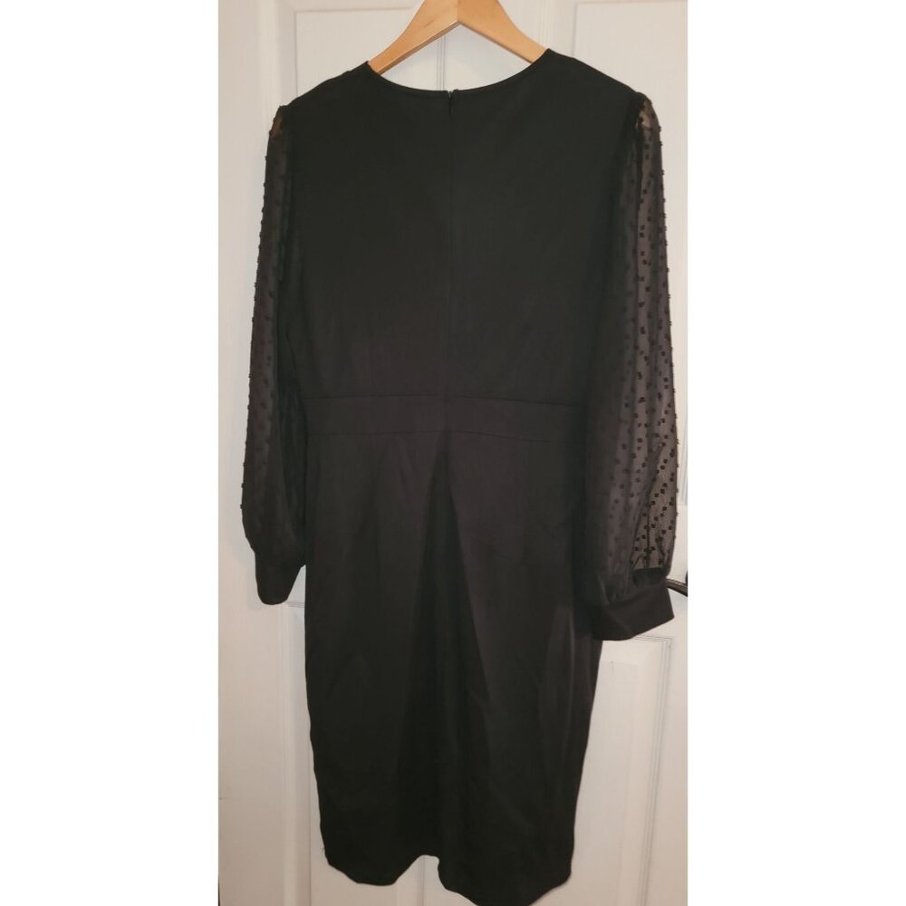 Grace Karin Womens Black Sheer Sleeve V-Neck Dress Size L - Picture 2 of 5